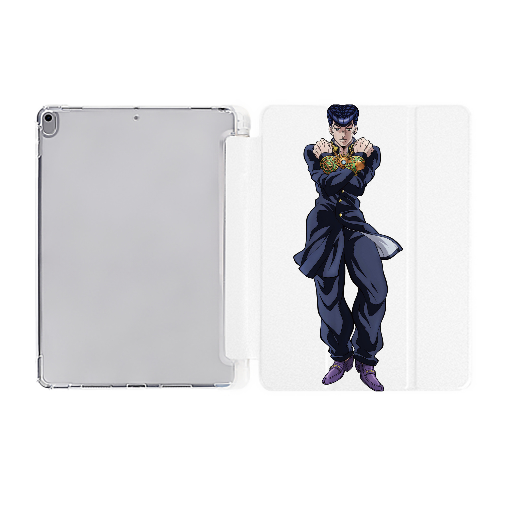 （画像用） ジョジョの奇妙な冒険 ひがしかた じょうすけ JoJo's Bizarre Adventure Higashikata Josuke IPad ケース ペン収納付き 三つ折りスタンド PUレザー×シリコン 対応機種9.5/10.5/10.9インチ